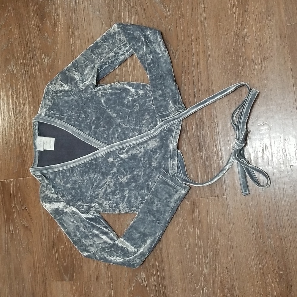 (S) La SENZA Lingerie Metallic Velvet Wrap Shrug Balletcore Cropped Lounge